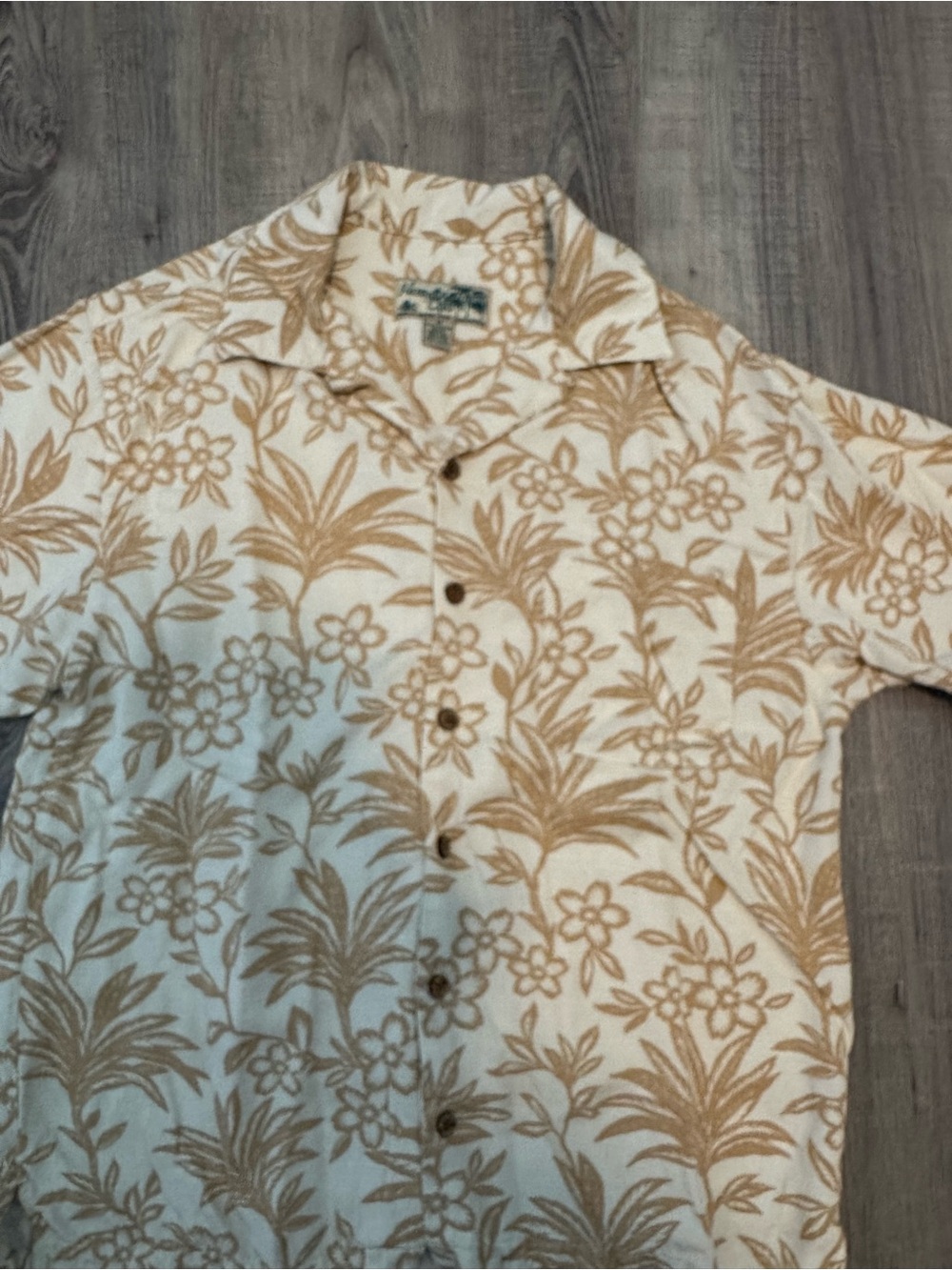 Men's Floral Camp Shirt in Cream & Tan - Casual Button-Down